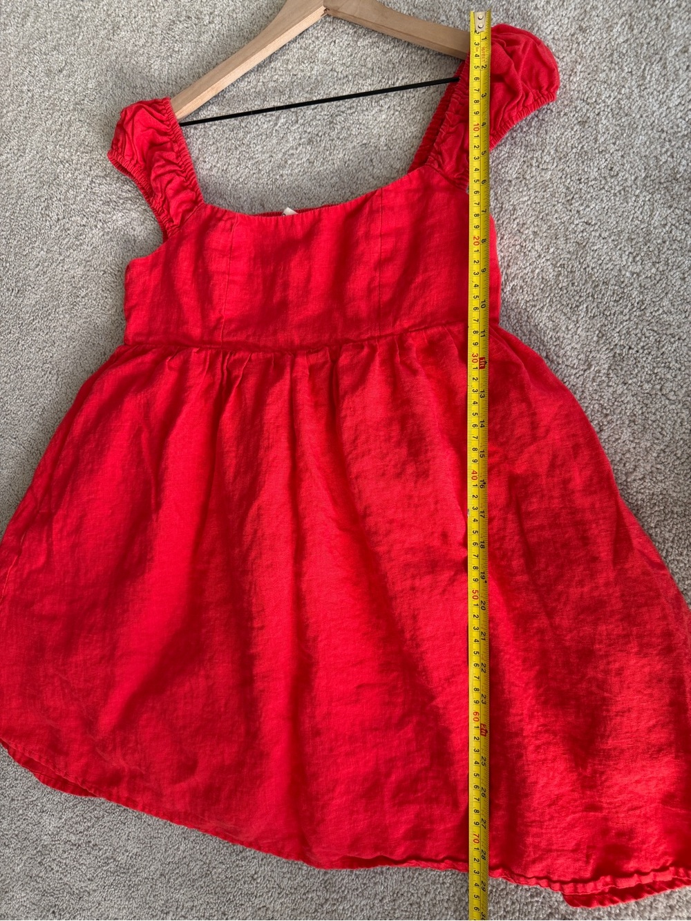 Solai Amalfi 100% Linen Mini Dress Red Linen Babydoll Beach Vacation Size Medium - Picture 13 of 13